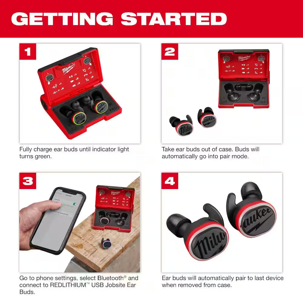 Ultimate REDLITHIUM USB Bluetooth Jobsite Earbuds - Unmatched Sound & Convenience!