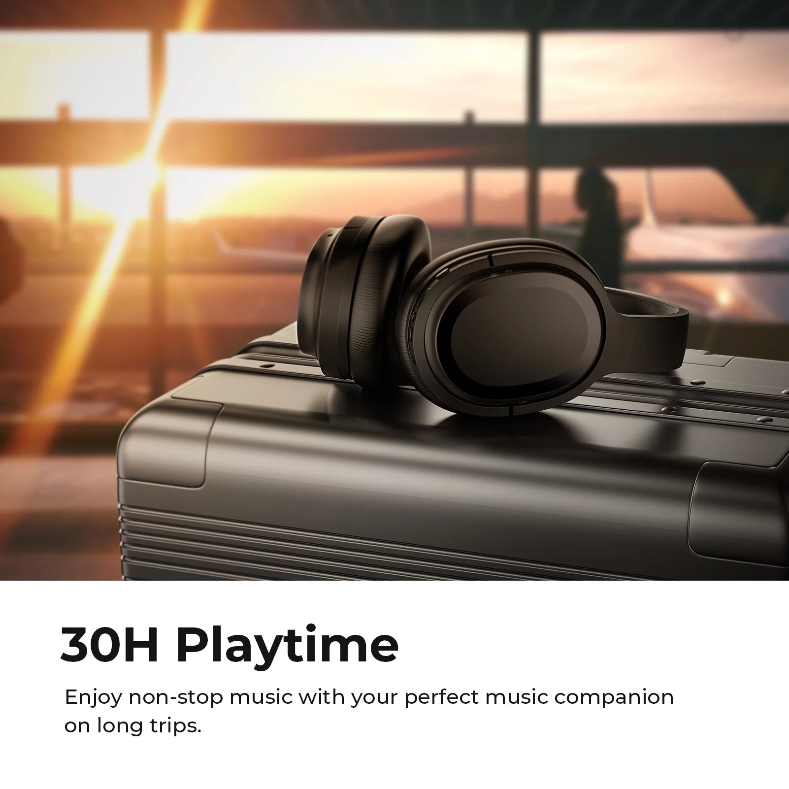 Premium Active Noise Cancelling Bluetooth Headphones - Over-Ear, Comfortable Protein Earpads, 30H Playtime, Foldable Design for Travel & Work - Sleek Black Finish