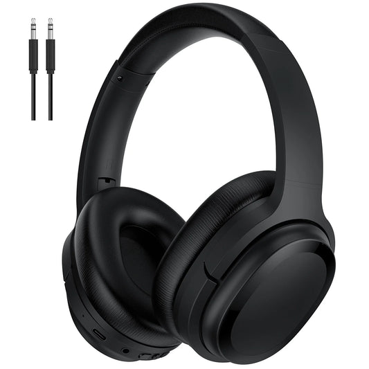 Premium Active Noise Cancelling Bluetooth Headphones - Over-Ear, Comfortable Protein Earpads, 30H Playtime, Foldable Design for Travel & Work - Sleek Black Finish
