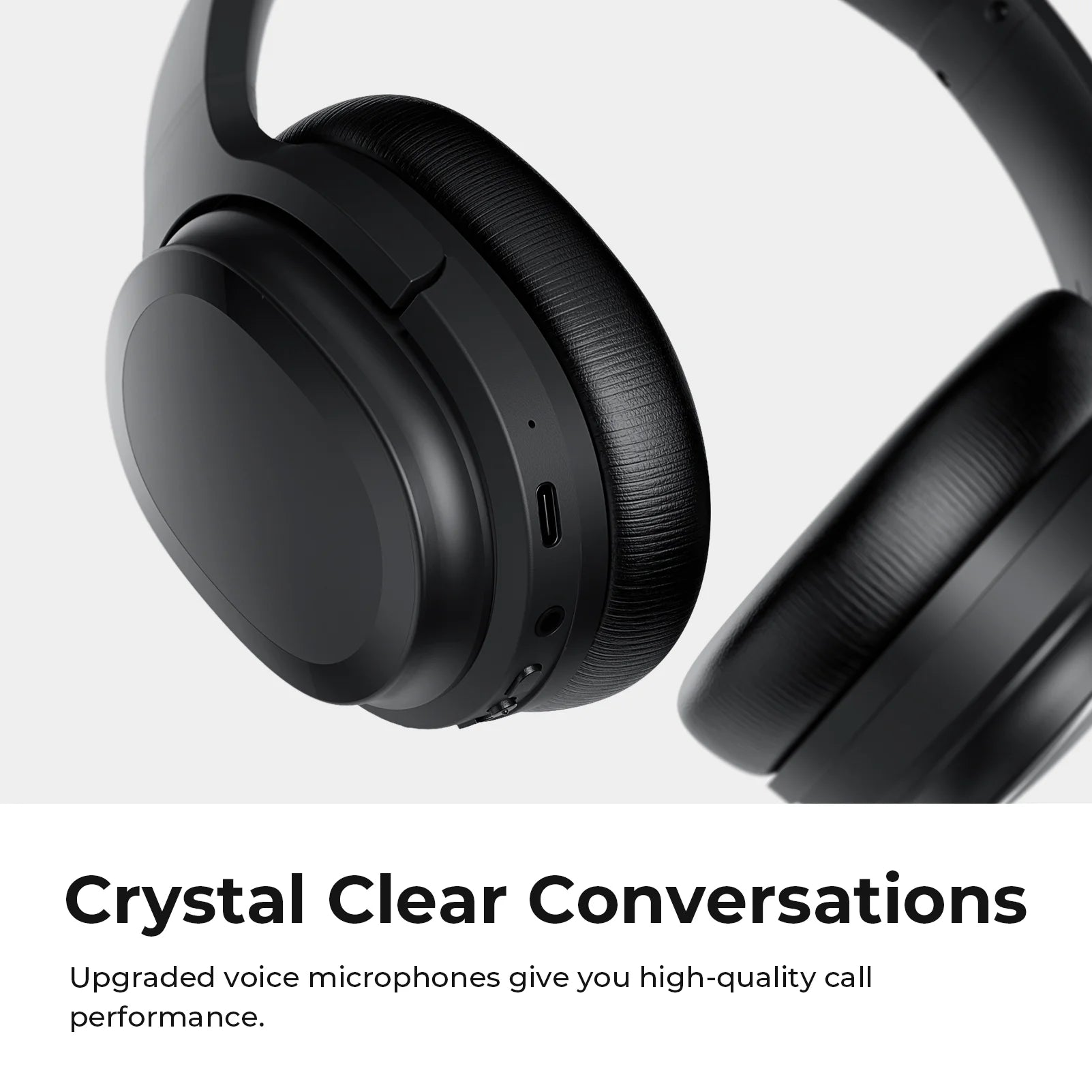 Premium Active Noise Cancelling Bluetooth Headphones - Over-Ear, Comfortable Protein Earpads, 30H Playtime, Foldable Design for Travel & Work - Sleek Black Finish