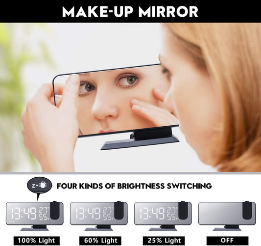 Digital Alarm Clock/Phone Charger w/LED Projector
