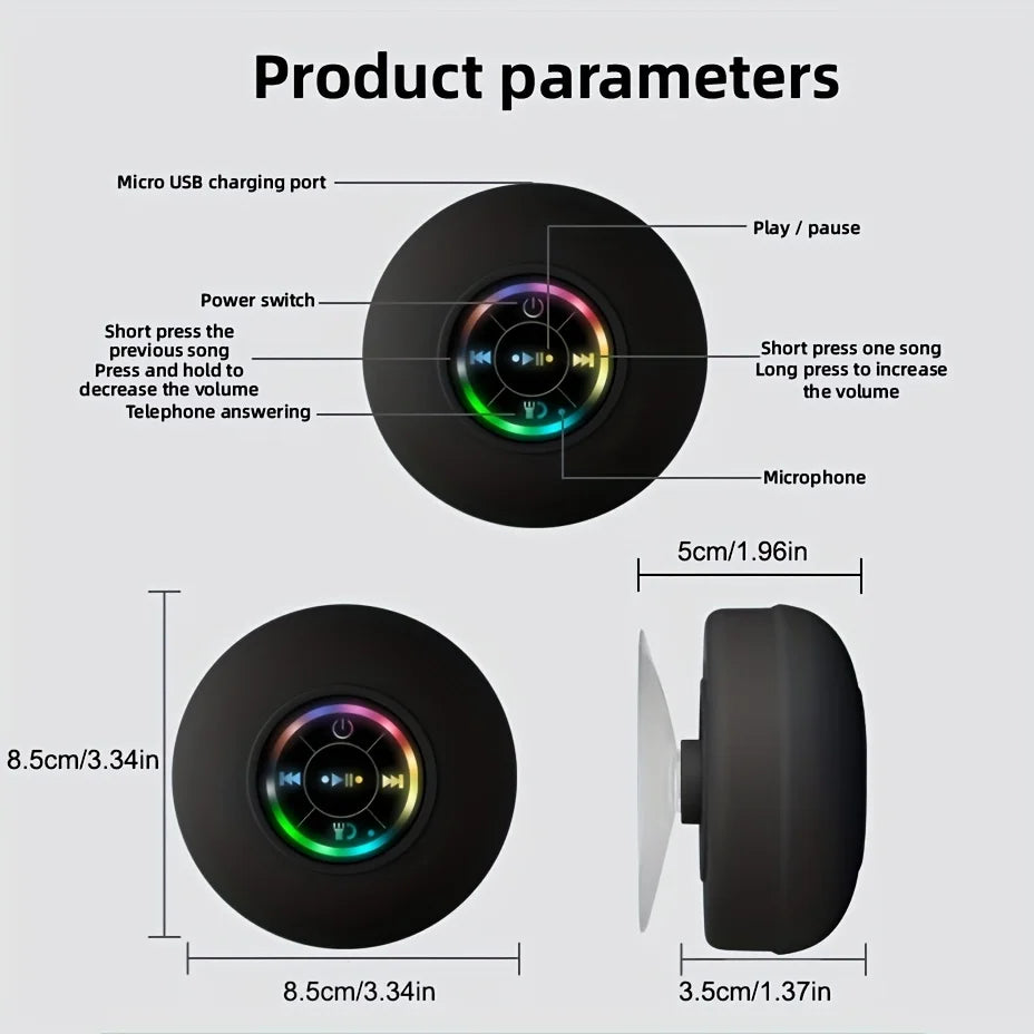 Ultimate Waterproof Bluetooth Speaker with Strong Suction Cup - Perfect Portable Sound for Bathroom & Outdoor Adventures!