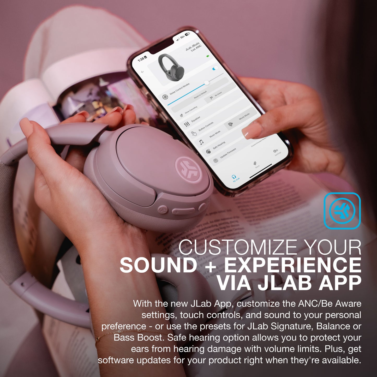 Jbuds Lux Active Noise Cancelling Bluetooth Headphones - Experience Pure Audio Bliss!