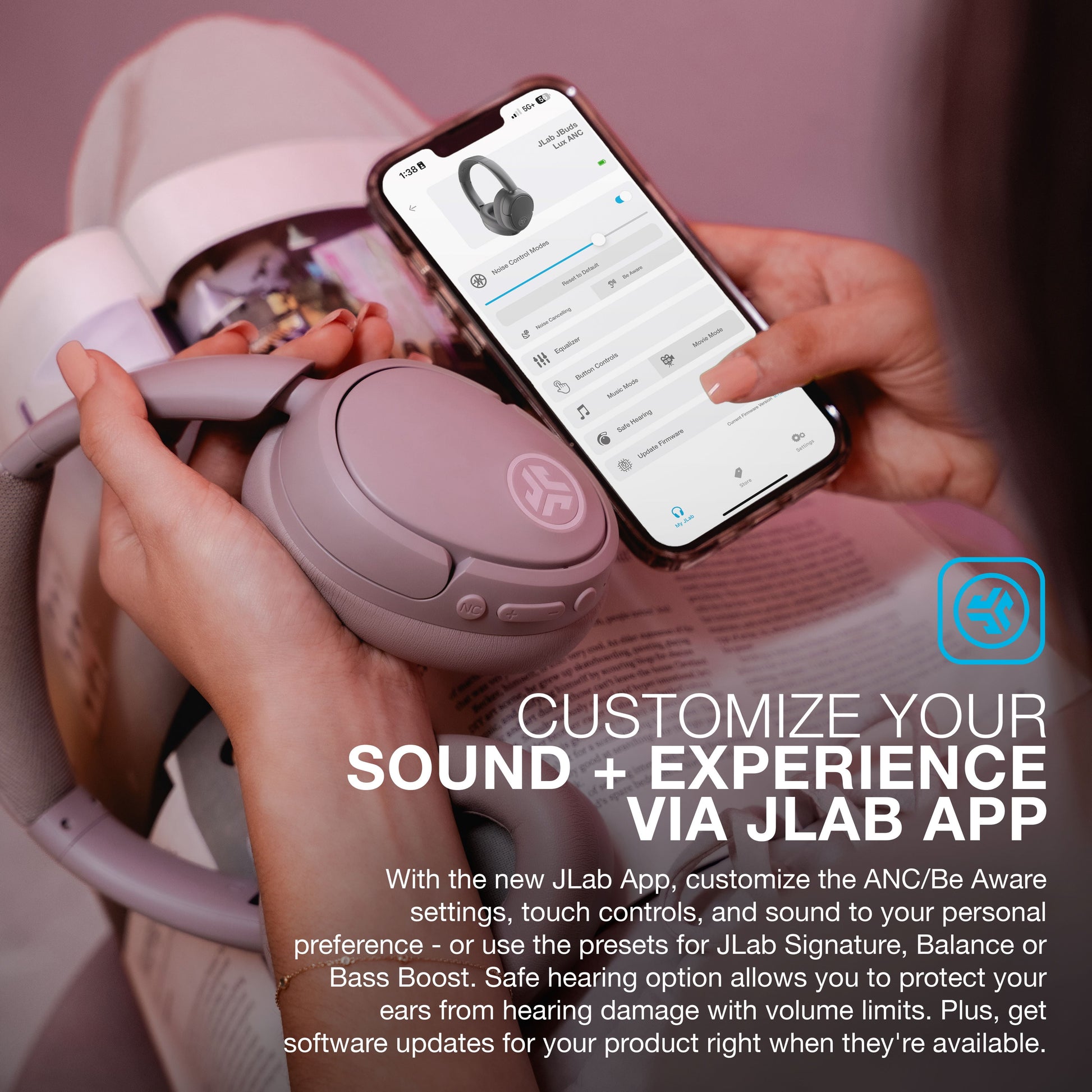 Jbuds Lux Active Noise Cancelling Bluetooth Headphones - Experience Pure Audio Bliss!