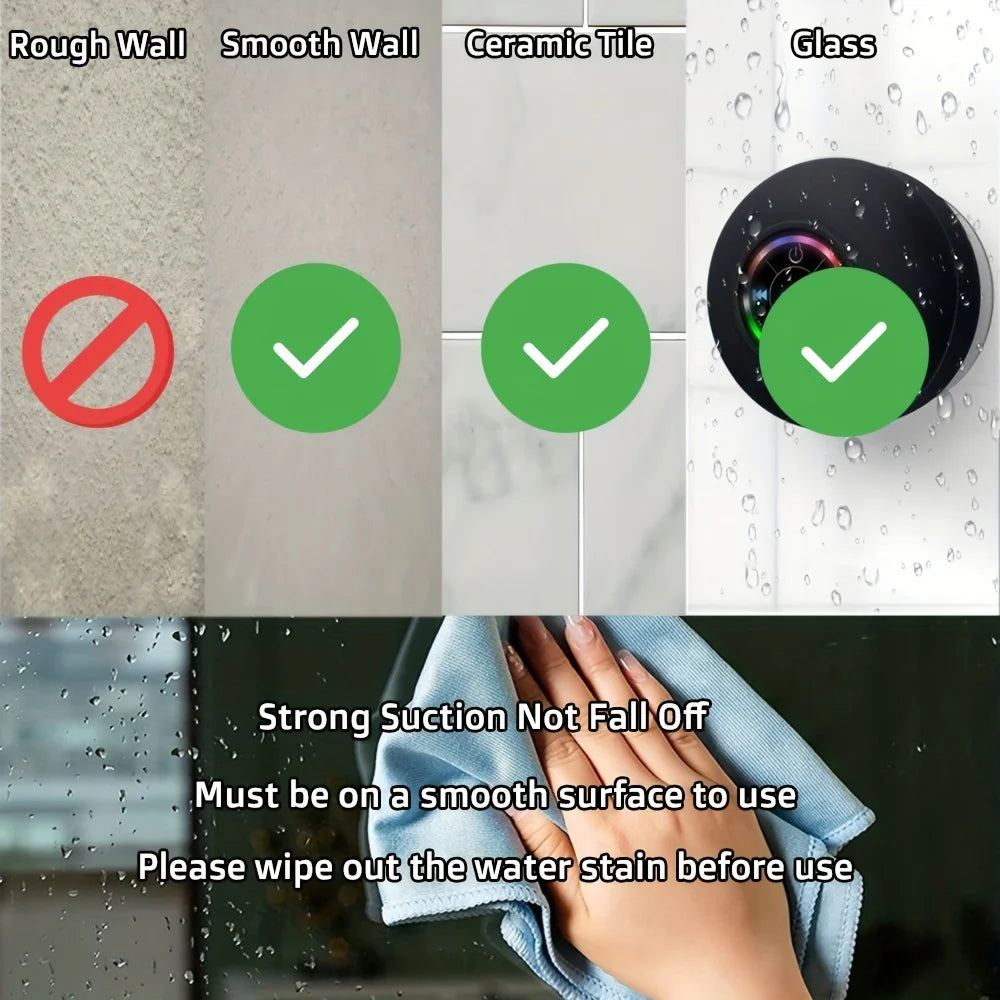 Ultimate Waterproof Bluetooth Speaker with Strong Suction Cup - Perfect Portable Sound for Bathroom & Outdoor Adventures!