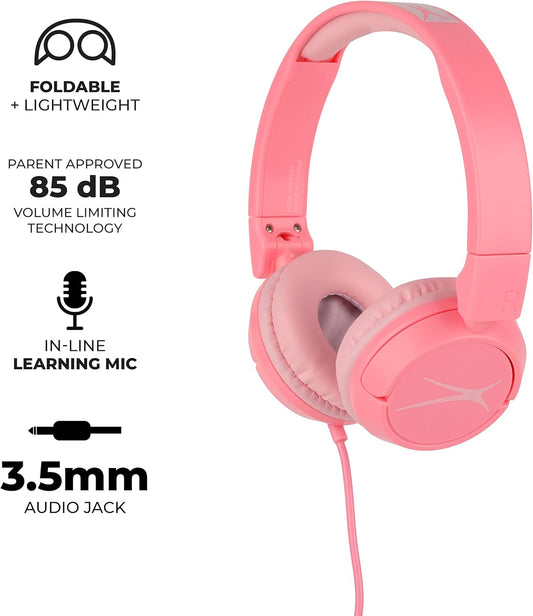 Mellow Muffs for Kids - Safe Sound Protection for Ages 6-9 in Stylish Pink! Perfect for Focused Homework Time!