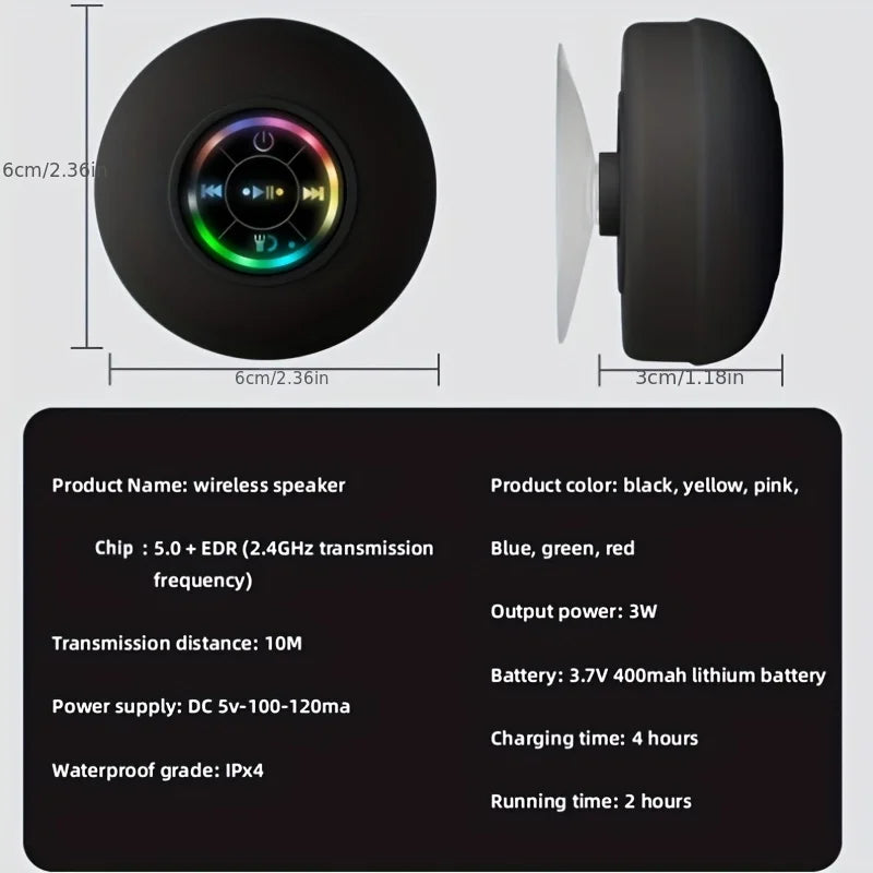 Ultimate Waterproof Bluetooth Speaker with Strong Suction Cup - Perfect Portable Sound for Bathroom & Outdoor Adventures!