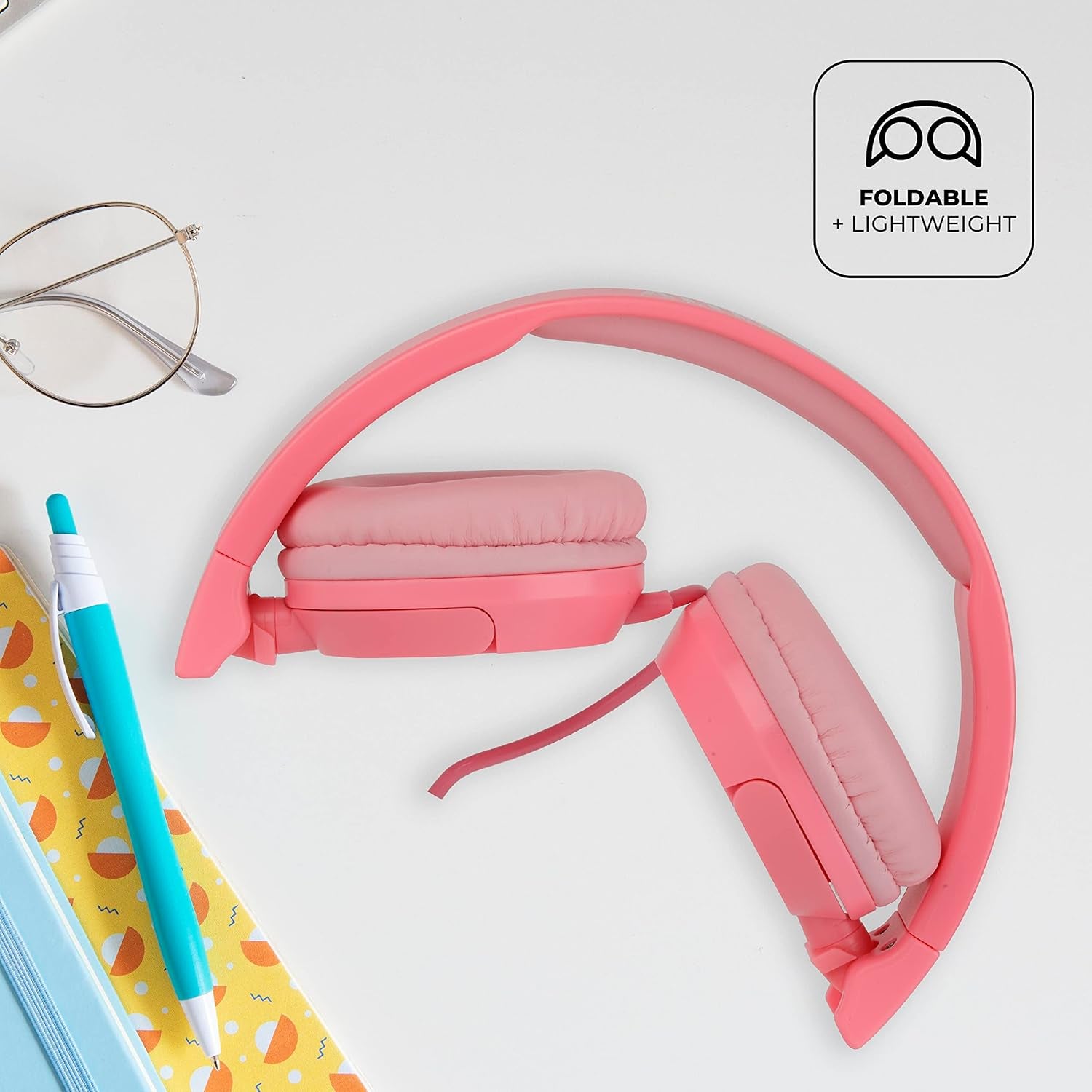 Mellow Muffs for Kids - Safe Sound Protection for Ages 6-9 in Stylish Pink! Perfect for Focused Homework Time!